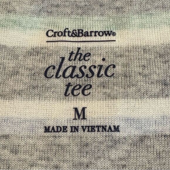 Croft & Barrow Lot 2 Striped Tees - White Pink & Navy Green 100% Cotton Women M. - Picture 13 of 16